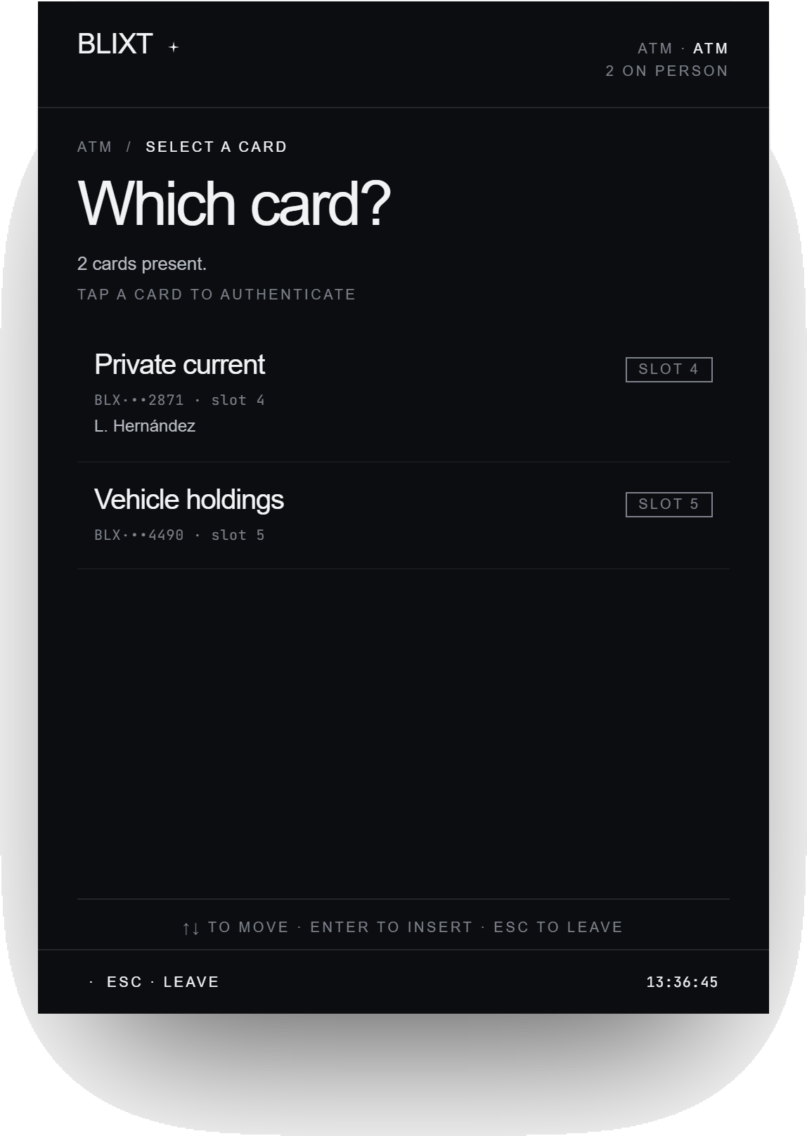 Bank ATM UI - Slate Dark theme